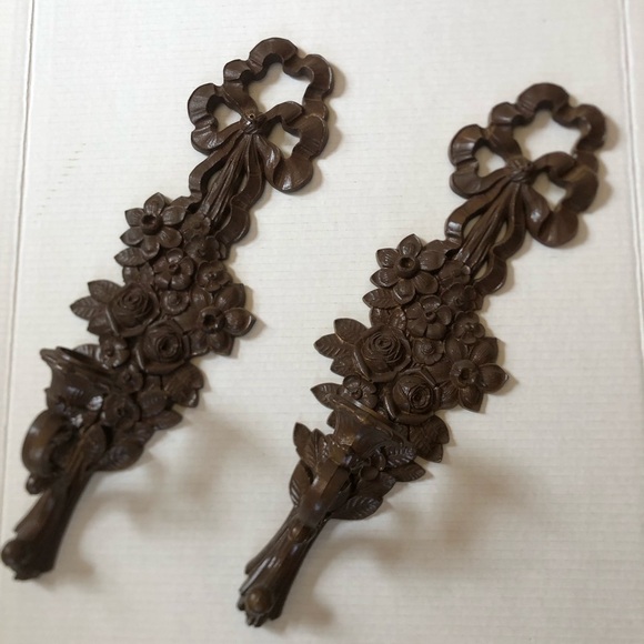 Vtg Syroco Floral Wall Sconces - Picture 3 of 16